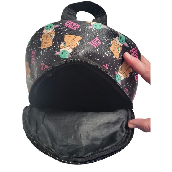 Rare Bioworld Star Wars Black Backpack Multi-Color Grogu Baby Yoda 11" x 9" - Picture 9 of 15
